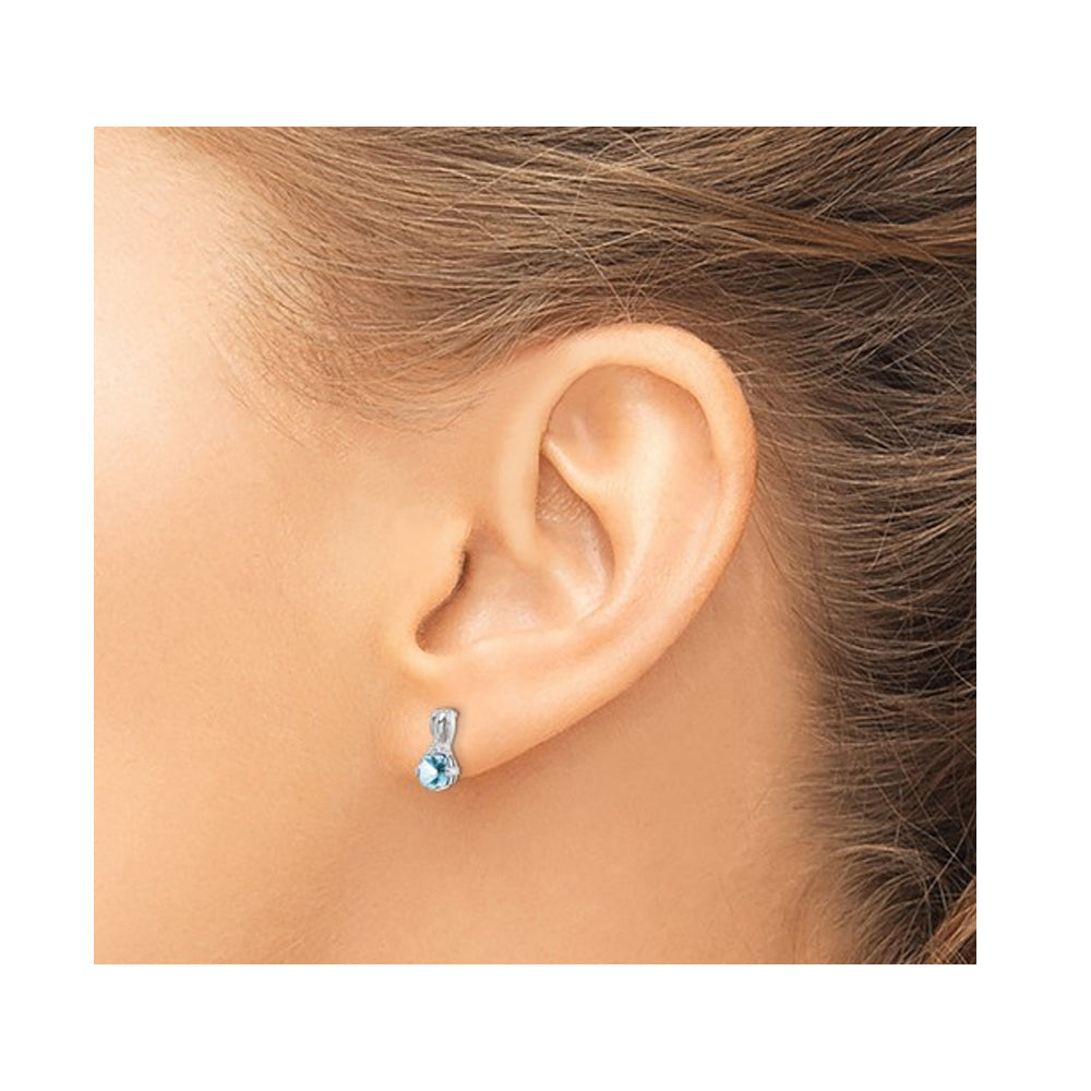 1/2 Carat (ctw) Aquamarine Drop Post Earrings in Sterling Silver Image 3