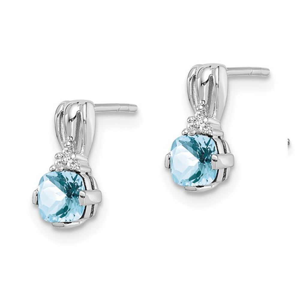 1/2 Carat (ctw) Aquamarine Drop Post Earrings in Sterling Silver Image 4