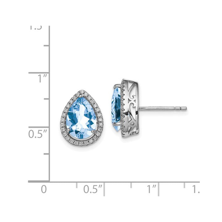 4/5 Carat (ctw) Aquamarine Tear Drop Post Earrings in Sterling Silver Image 4