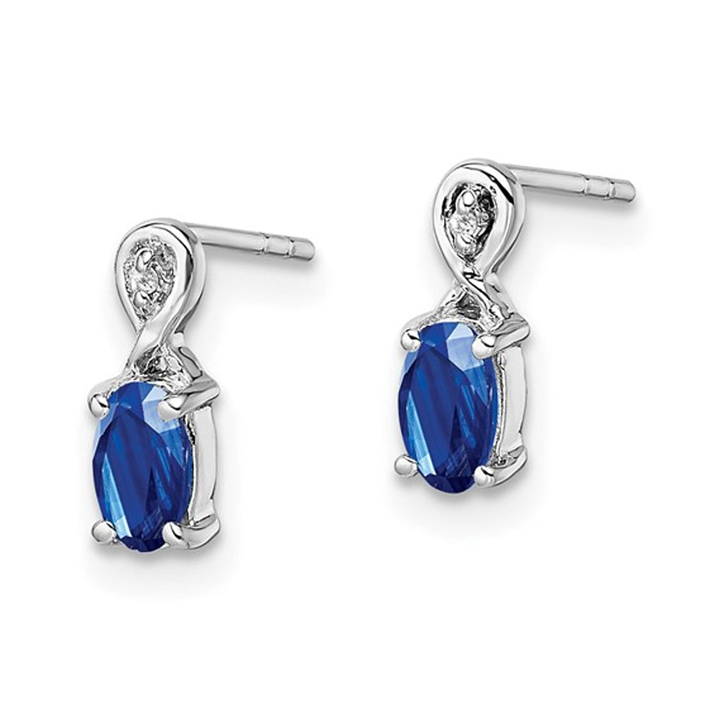 2/5 Carat (ctw) Blue Sapphire Post Earrings in Sterling Silver Image 2