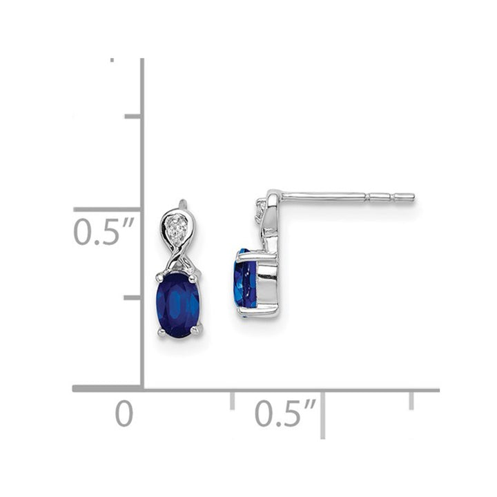 2/5 Carat (ctw) Blue Sapphire Post Earrings in Sterling Silver Image 4