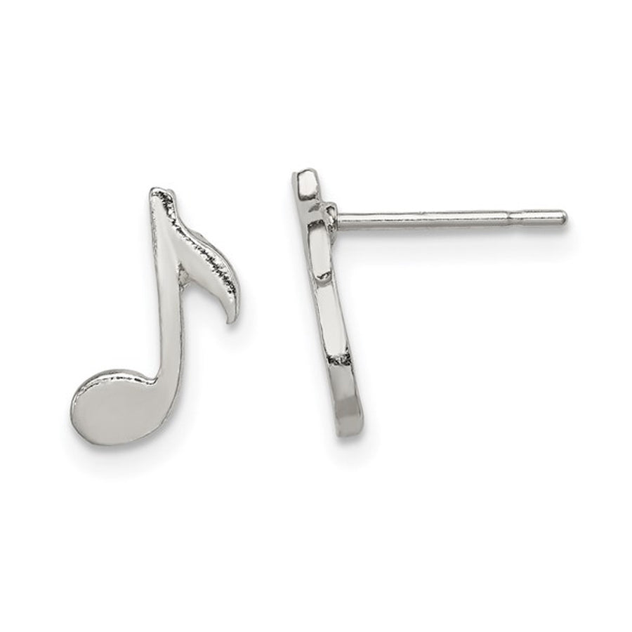 Sterling Silver Musical Note Polished Mini Earrings Image 1