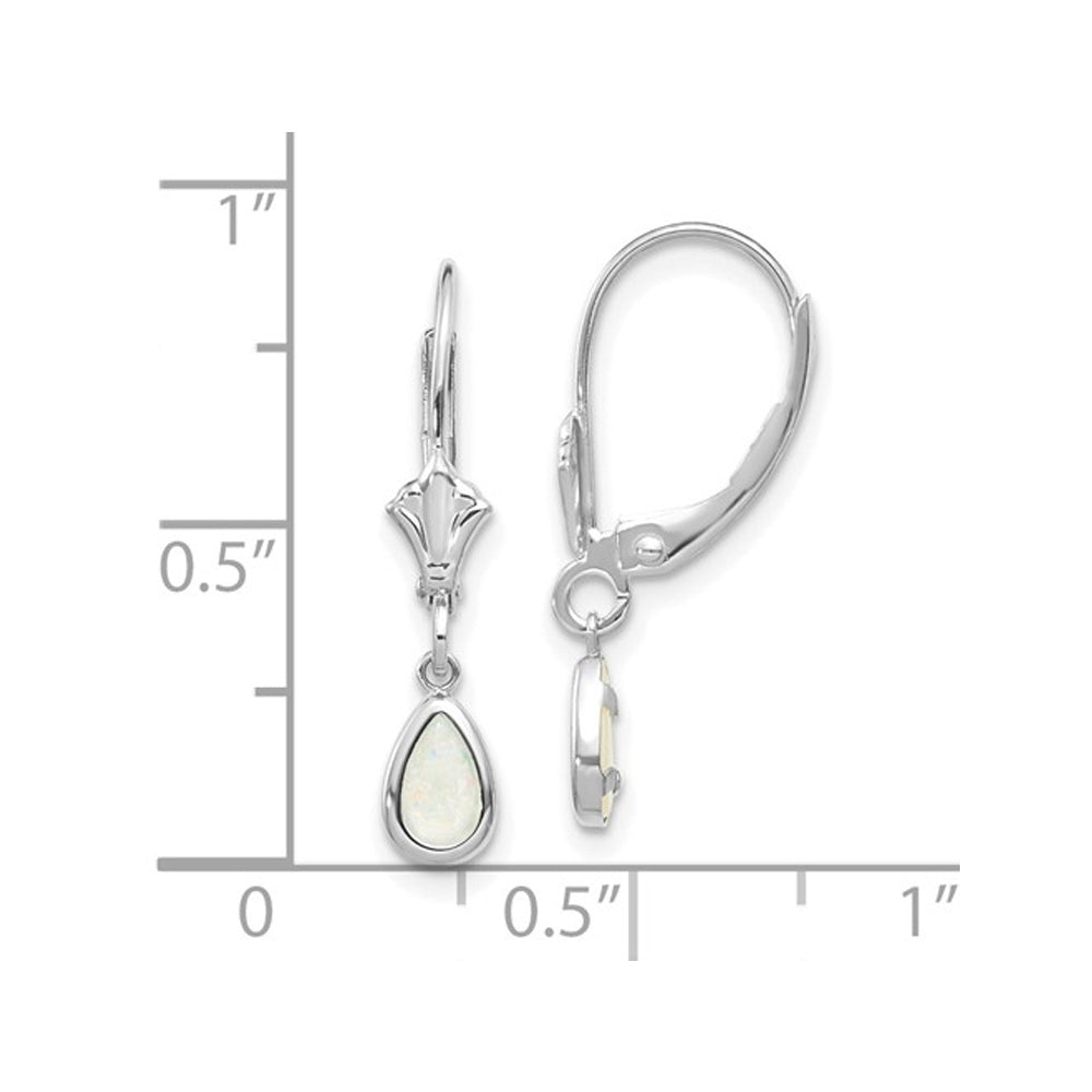 1/2 Carat (ctw) Opal Drop Earrings in 14K White Gold Image 2