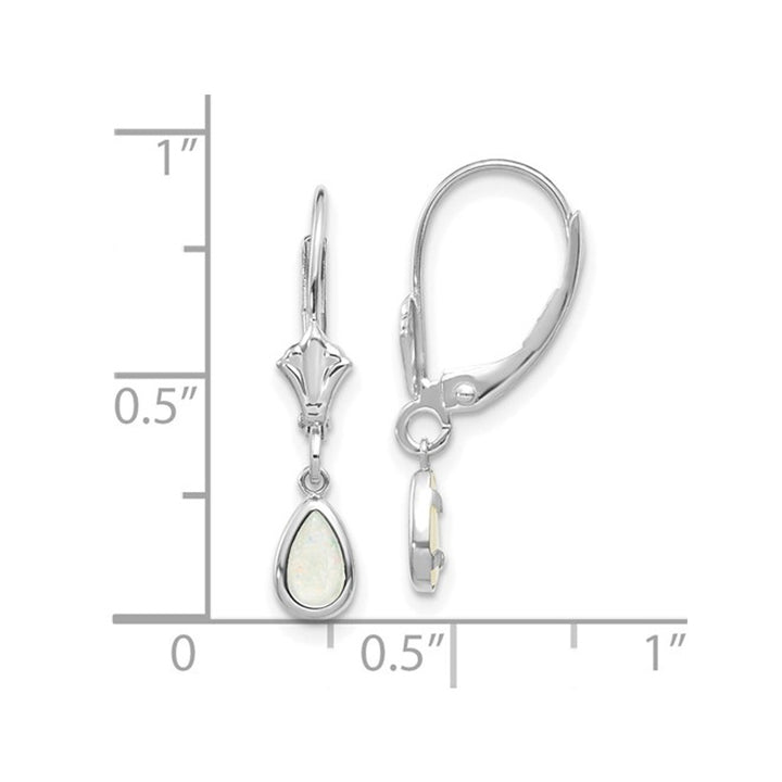 1/2 Carat (ctw) Opal Drop Earrings in 14K White Gold Image 2