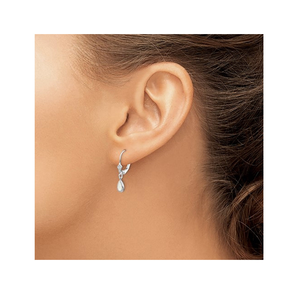 1/2 Carat (ctw) Opal Drop Earrings in 14K White Gold Image 3