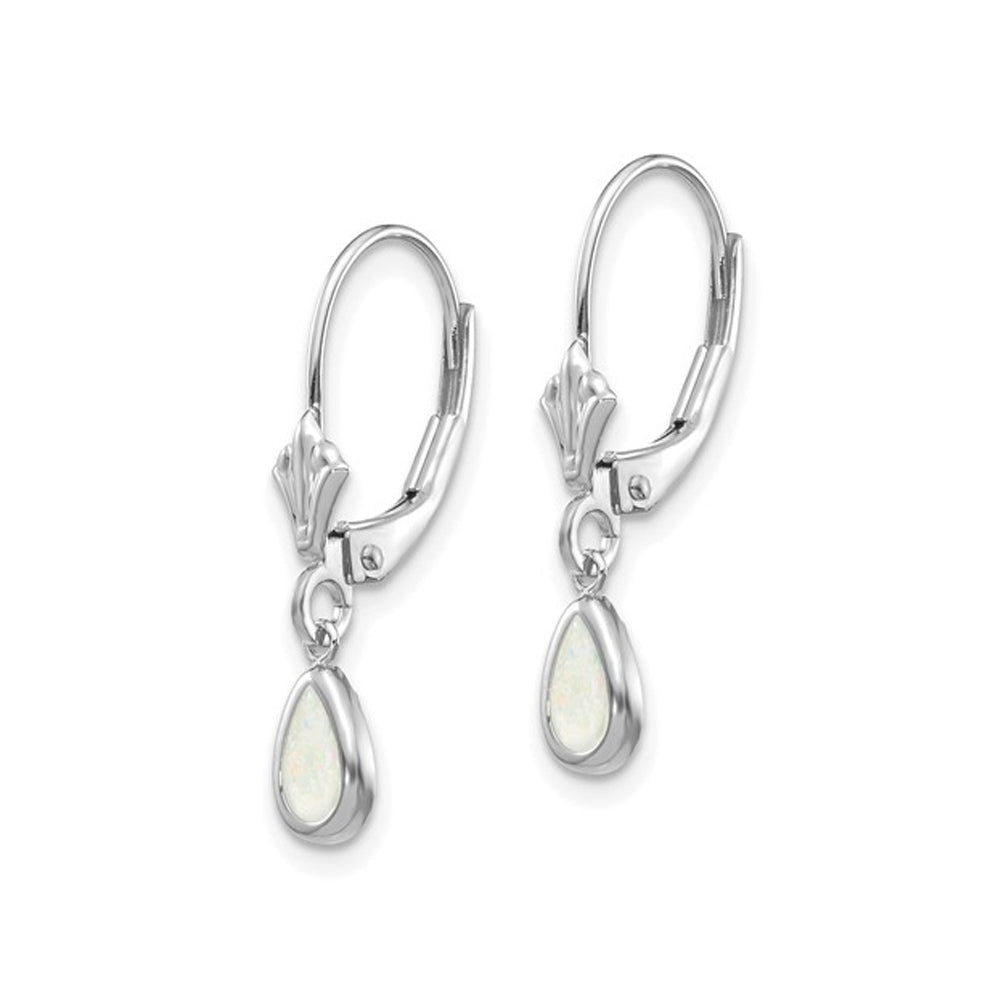 1/2 Carat (ctw) Opal Drop Earrings in 14K White Gold Image 4