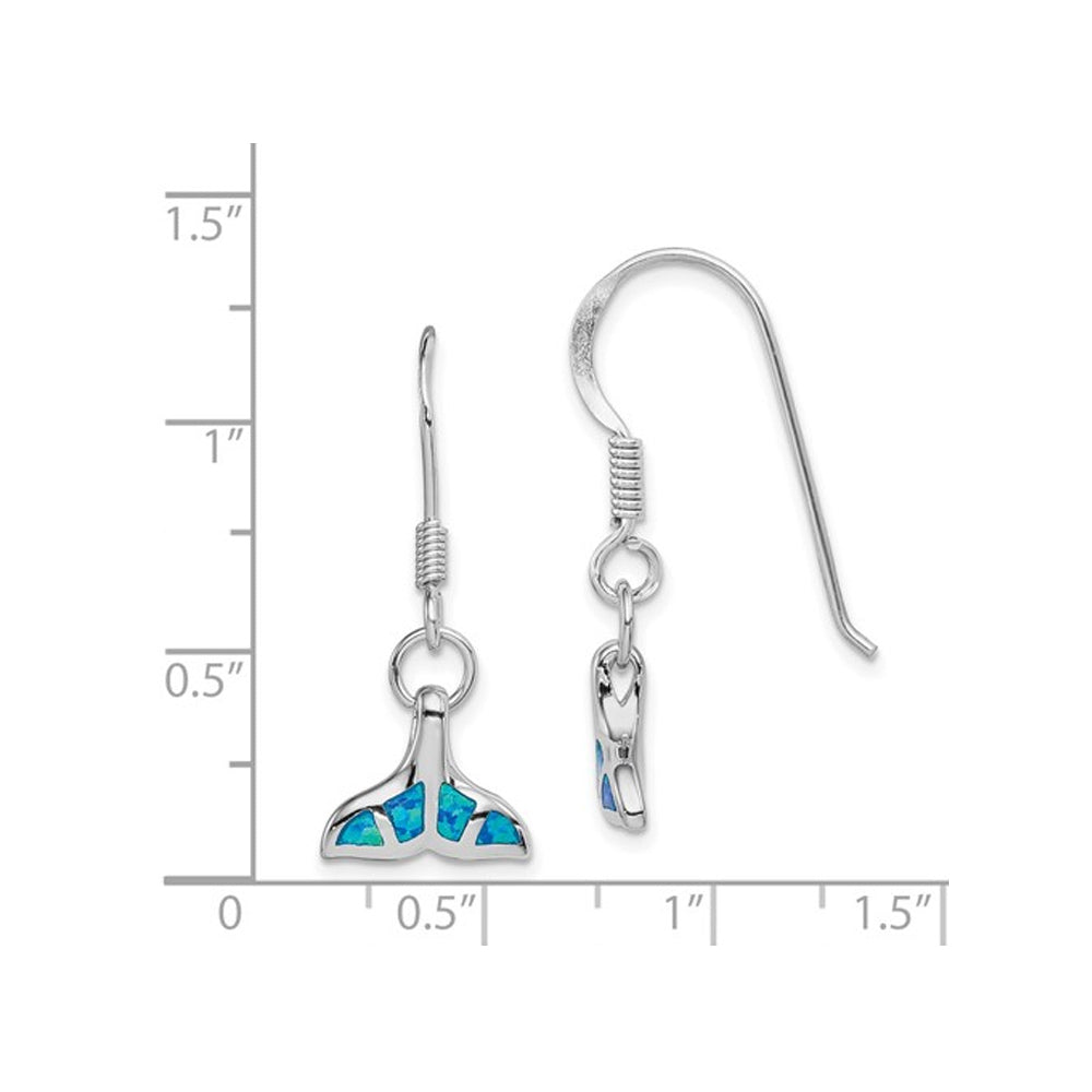 Lab-Created Blue Opal Dolphin Tail Shepherd Hook Earrings in Sterling Silver Image 4