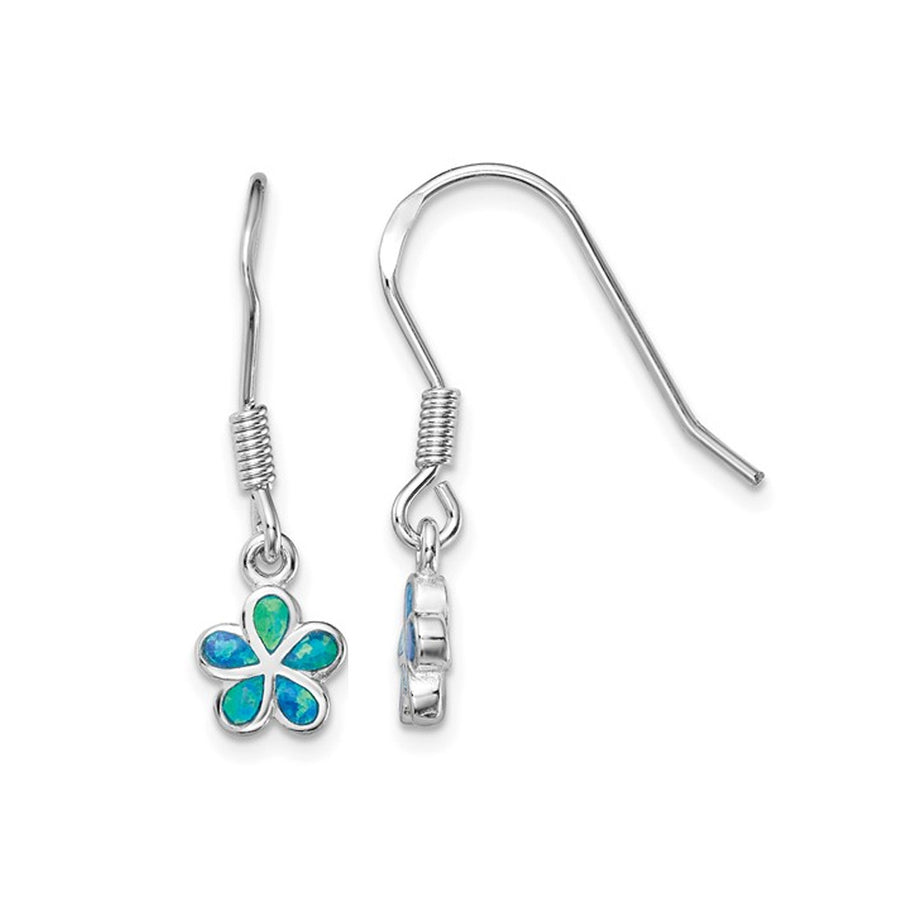 Lab-Created Blue Opal Flower Earrings in Sterling Silver Image 1