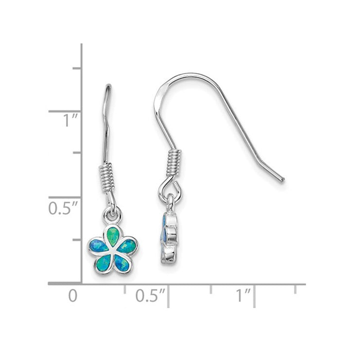 Lab-Created Blue Opal Flower Earrings in Sterling Silver Image 2