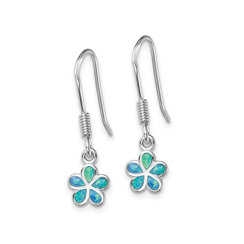 Lab-Created Blue Opal Flower Earrings in Sterling Silver Image 3