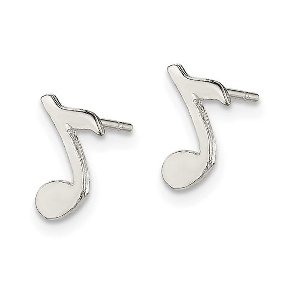 Sterling Silver Musical Note Polished Mini Earrings Image 3