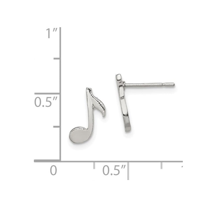 Sterling Silver Musical Note Polished Mini Earrings Image 4