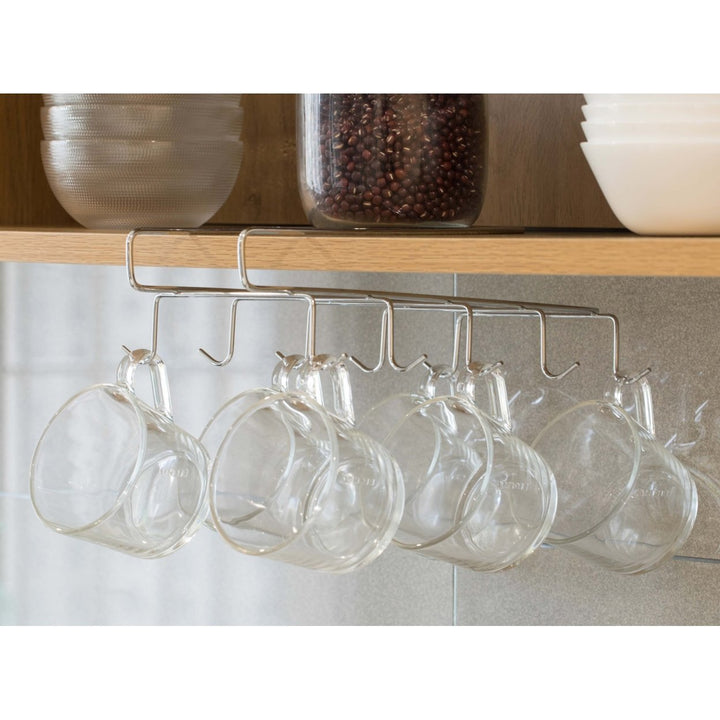 Cup Rack Under Shelf Durable Iron Kitchen Utensil Drying Holder Space Saver Image 2