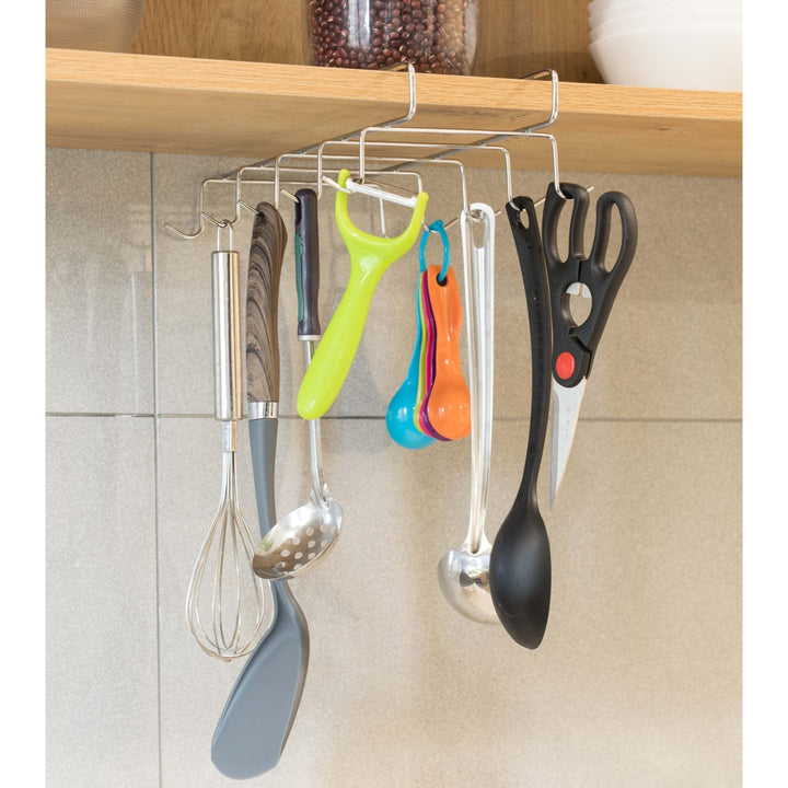 Cup Rack Under Shelf, Kitchen Utensil Drying hooks Image 3