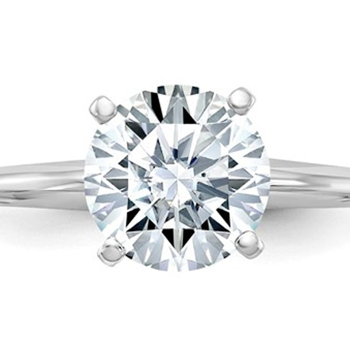 3.00 Carat (3.10 Ct. Look) Synthetic Moissanite Solitaire Engagement Ring in 14K White Gold Image 4