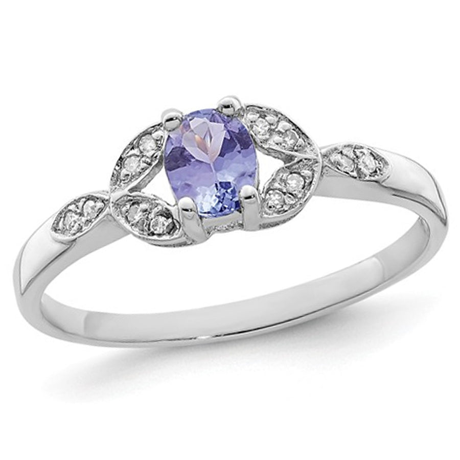 1/3 Carat (ctw) Tanzanite Solitaire Ring in Sterling Silver Image 1
