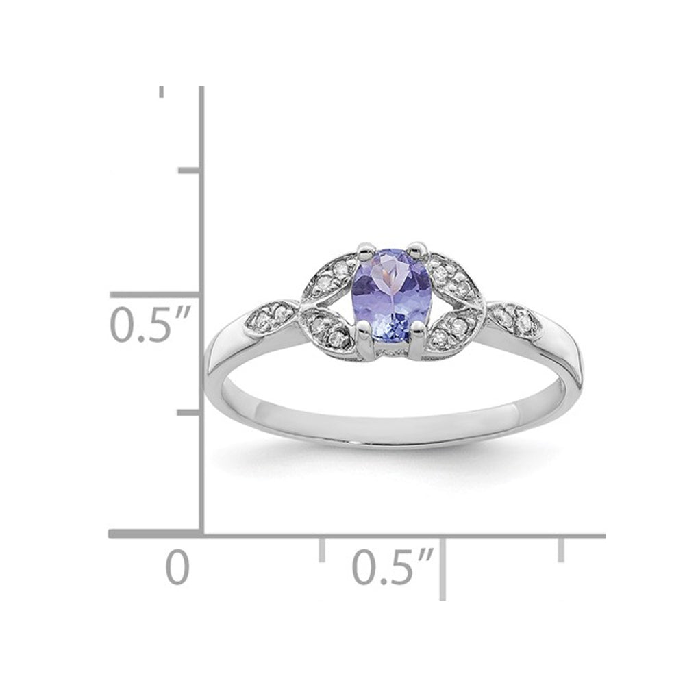 1/3 Carat (ctw) Tanzanite Solitaire Ring in Sterling Silver Image 2