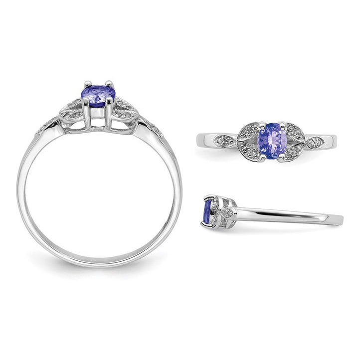 1/3 Carat (ctw) Tanzanite Solitaire Ring in Sterling Silver Image 3