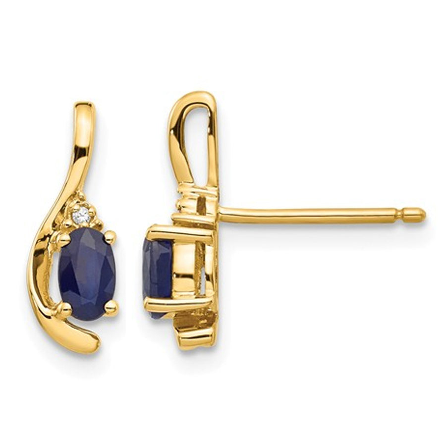 1/2 Carat (ctw) Natural Blue Sapphire Post Earrings in 14K Yellow Gold Image 1