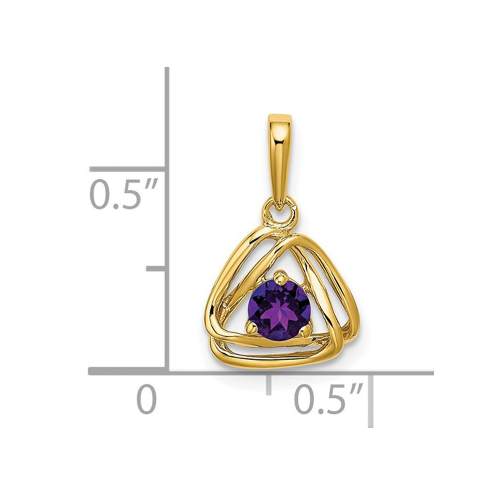 1/5 Carat (ctw) Natural Amethyst Pendant Necklace in 14K Yellow Gold with Chain Image 2