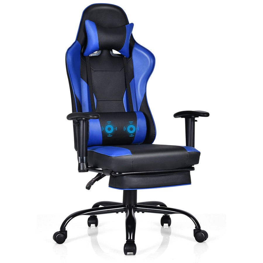 Massage Gaming Chair Racing Computer Task Chair Recliner w/Footrest Image 1
