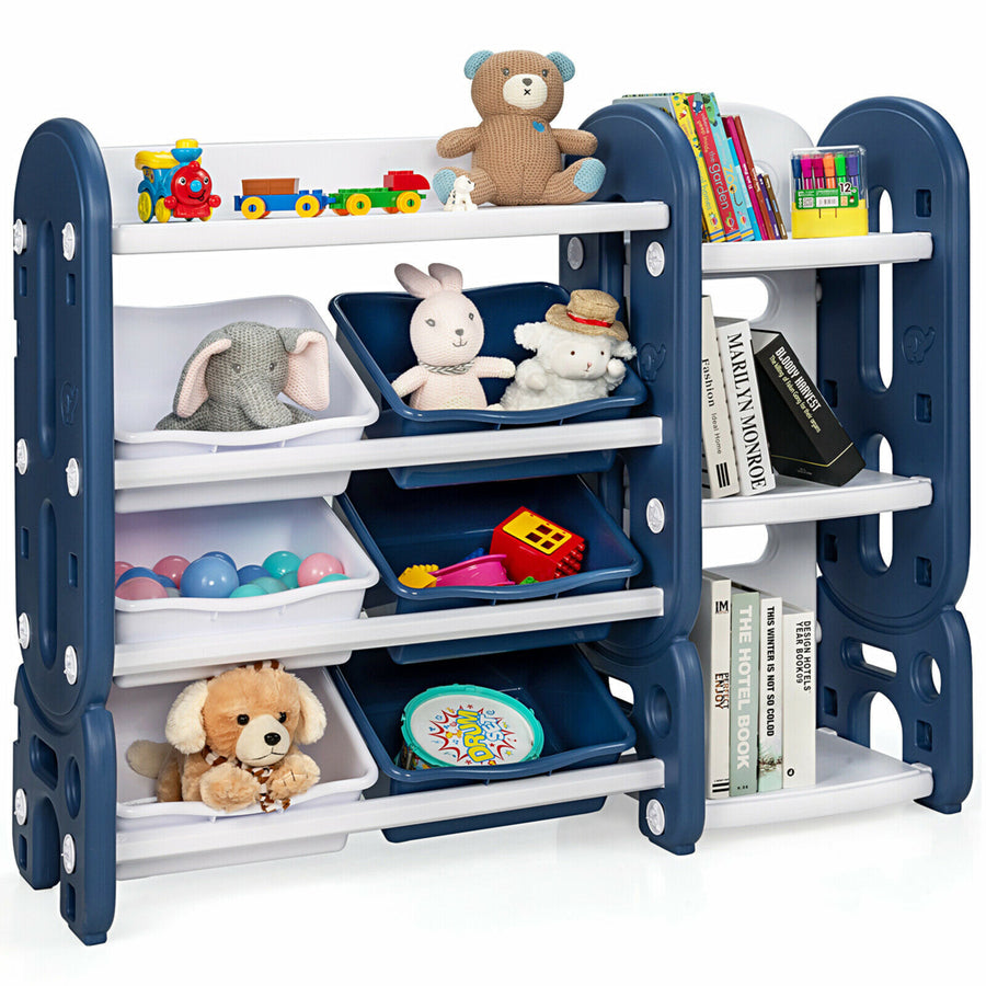 Kids Toy Storage Organizer w/Bins and Multi-Layer Shelf for Bedroom Playroom Blue/Green Image 1