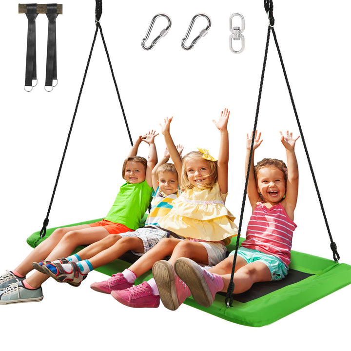 60 Kids Giant Tree Rectangle Swing 700 lbs w/ Adjustable Hanging Ropes Image 7