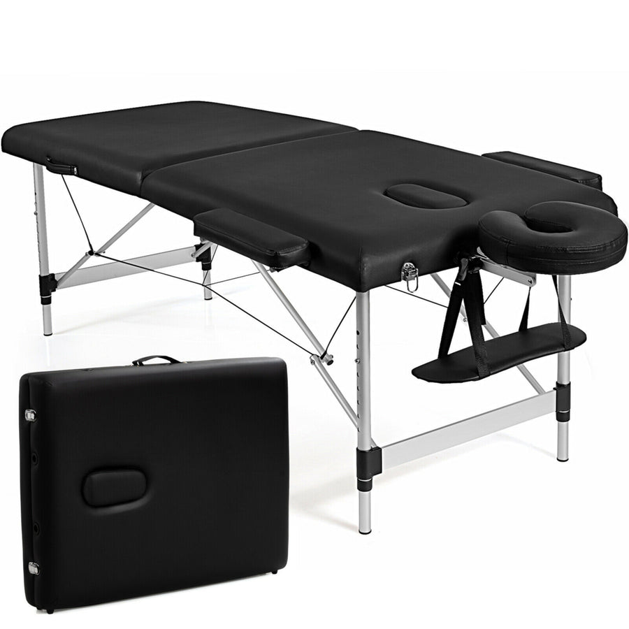 84L Portable Massage Table Adjustable Facial Salon Spa Bed w/ Carry Case Black Image 1