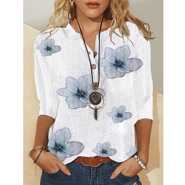 Linen Shift Half Sleeve Shirts and Blouses Image 1