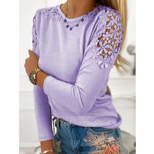 Crew Neck Long Sleeve Shirts and Tops Image 1