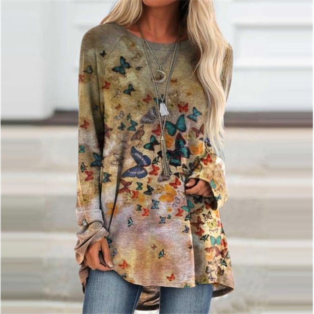 Deep Khaki Casual Long Sleeve Printed Shirts and Tops Image 1