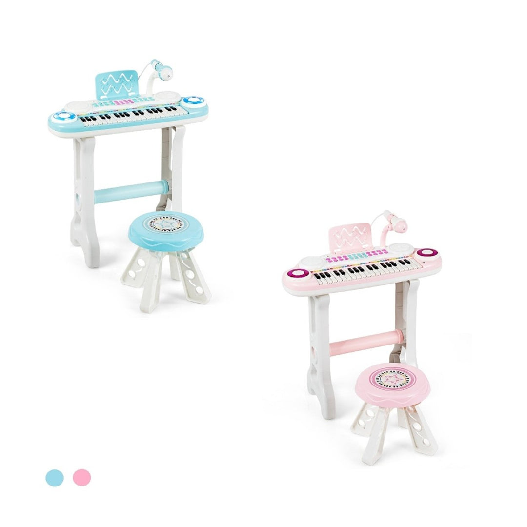 Costway 37-Key Kids Piano Keyboard Playset Electronic Organ Light BluePink Image 1