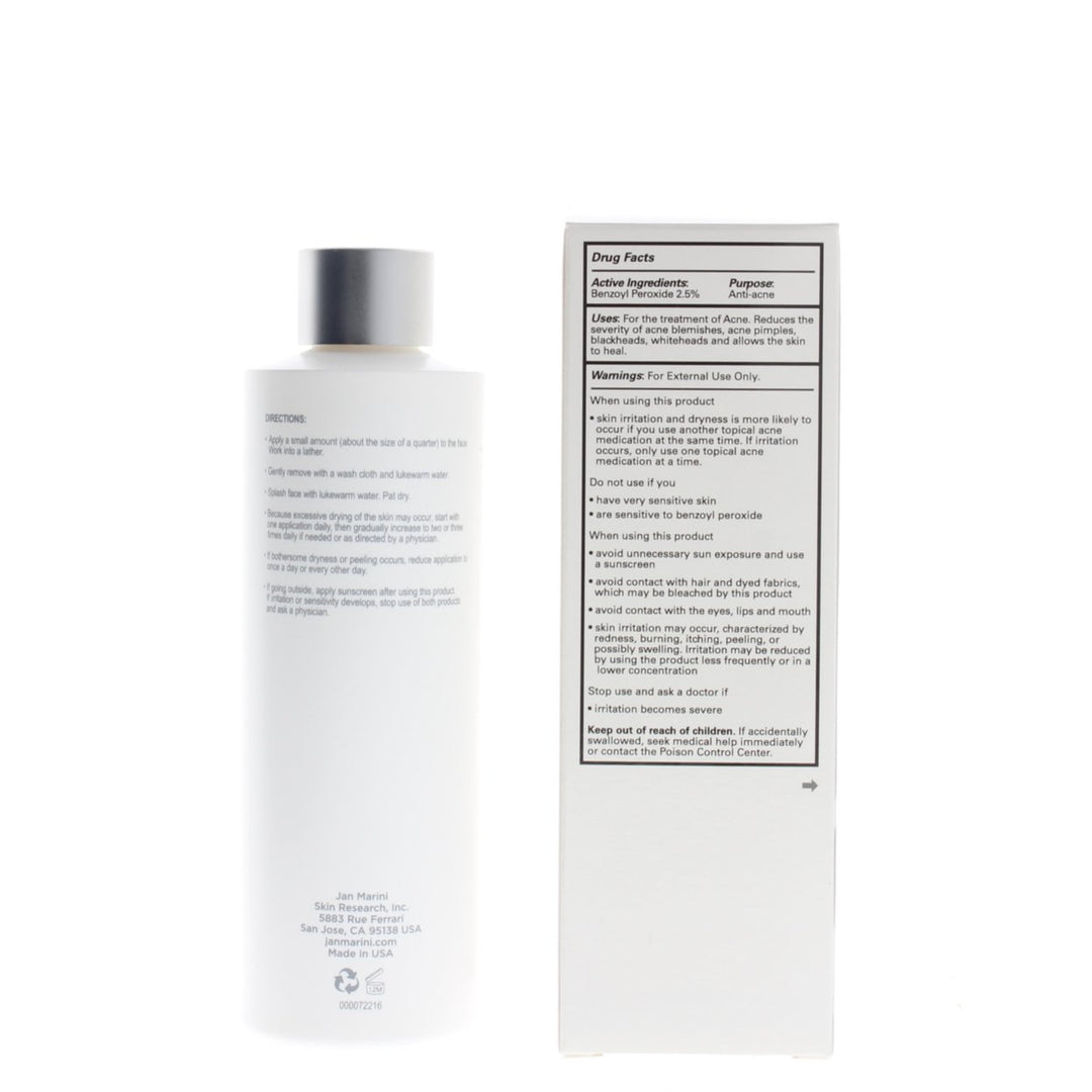 Jan Marini Benzoyl Peroxide Acne Treatment Wash 2.5% 8oz Antibacterial Cleanser Image 2