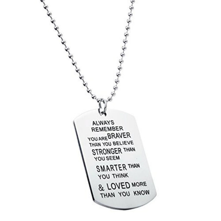Always Remember Dog Tag Necklace Stainless Steel Inspirational Necklace Image 1