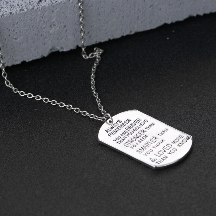 Always Remember Dog Tag Necklace Stainless Steel Inspirational Necklace Image 3