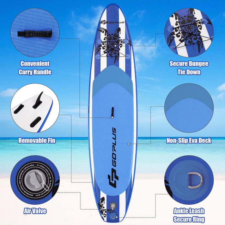 11 Inflatable Stand Up Paddle Board SUP W/Carrying Bag Aluminum Paddle Navy Image 4