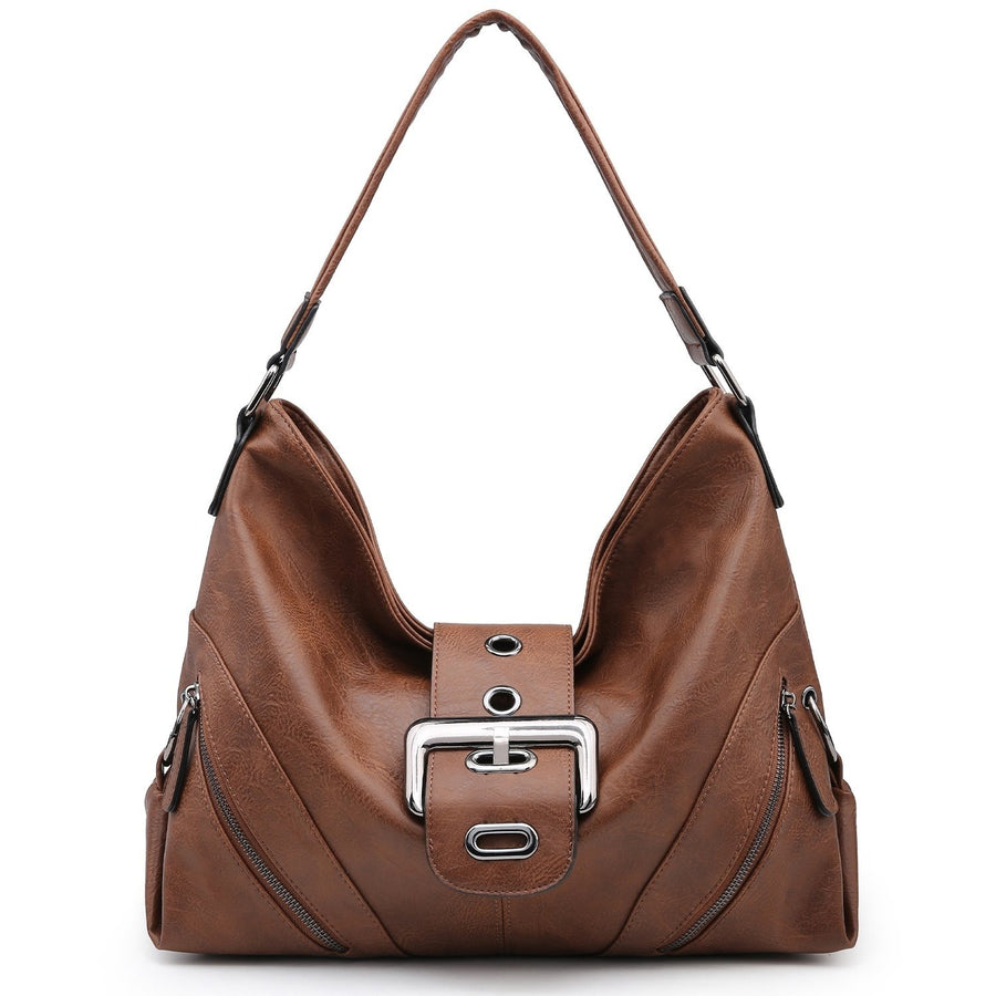 Hobo Handbags for Women Large Satchel Tote Ladies Shoulder Bag Buckle Roomy Purses PU Leather Image 1