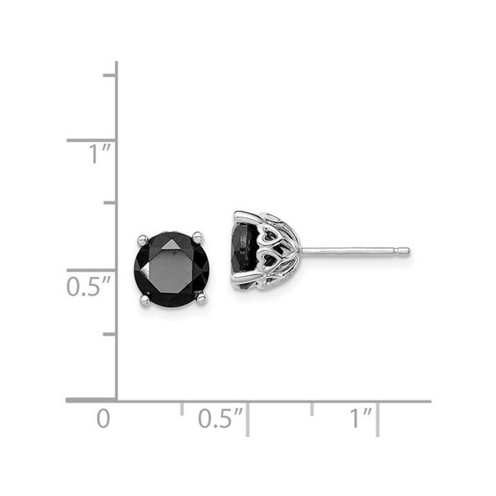 4.00 Carat (ctw) Natural Black Sapphire Solitaire Earrings in Sterling Silver Image 2