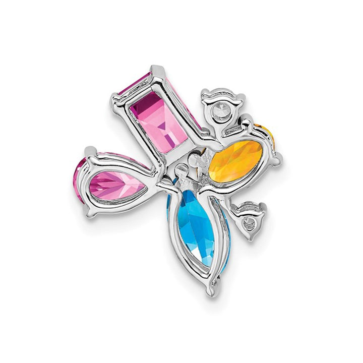 2.14 Carat (ctw) Lab-Created Pink SapphireBlue Topaz and Citrine Pendant Necklace in 14K White Gold with Chain Image 3