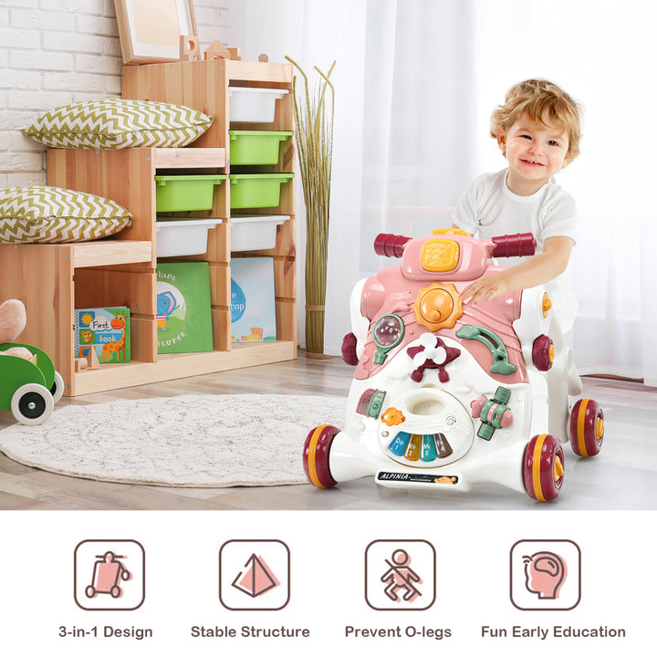 Costway 3-in-1 Baby Sit-to-Stand Walker w/ Lights and Music Function Image 7