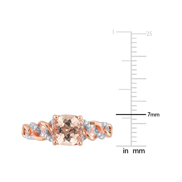 1 5/8 Carat (ctw) Morganite and Diamond Ring in 10K Rose Pink Gold Image 4