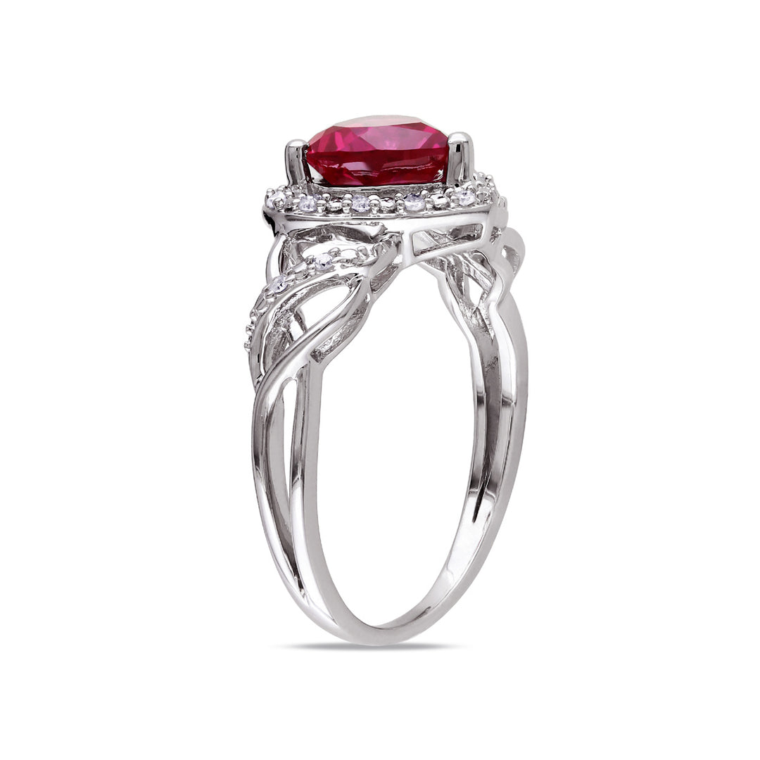 4.50 Carat (ctw) Lab-Created Ruby Heart Ring and Matching Pendant in Sterling Silver Image 3