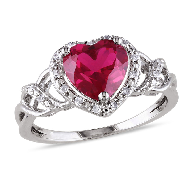 4.50 Carat (ctw) Lab-Created Ruby Heart Ring and Matching Pendant in Sterling Silver Image 4