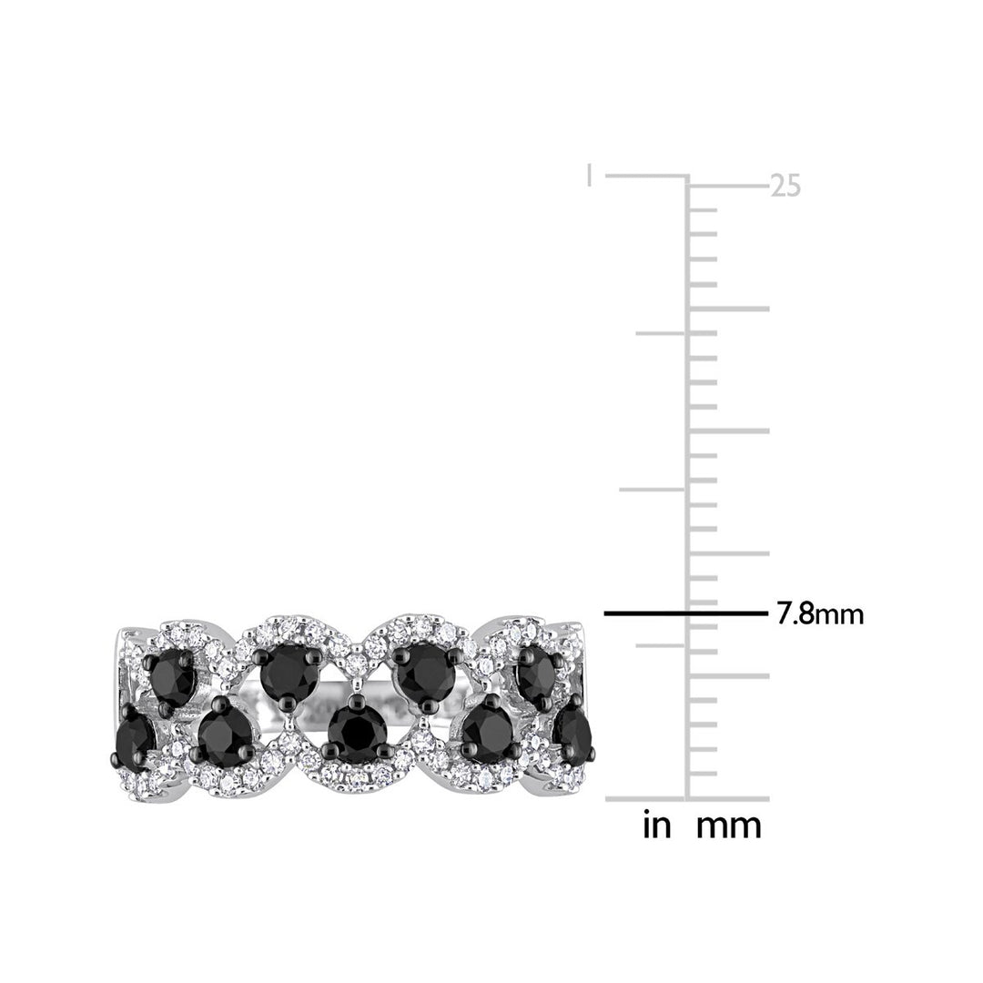 1.00 Carat (ctw) Black and White Diamond Ring Band in 10k White Gold Image 2