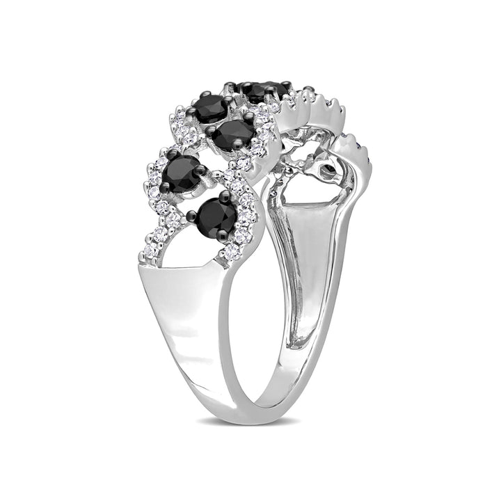 1.00 Carat (ctw) Black and White Diamond Ring Band in 10k White Gold Image 3