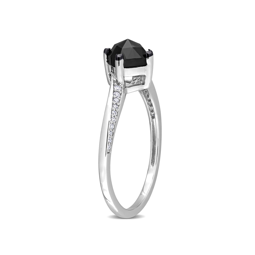 1.00 Carat (ctw) Black Diamond Cushion-Cut Solitaire Engagement Ring in 10k White Gold Image 3