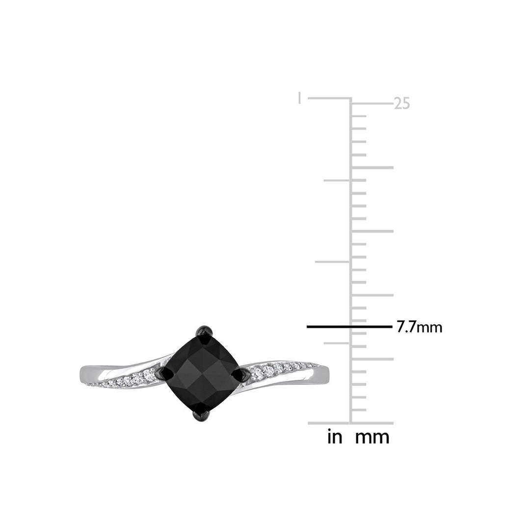 1.00 Carat (ctw) Black Diamond Cushion-Cut Solitaire Engagement Ring in 10k White Gold Image 4