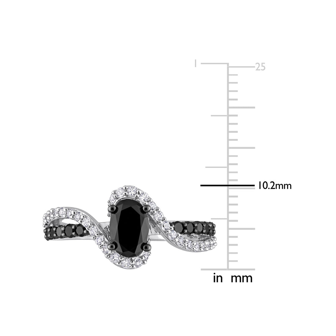 1.00 Carat (ctw) Black Diamond Twist Ring in Sterling Silver with White Sapphires Image 3