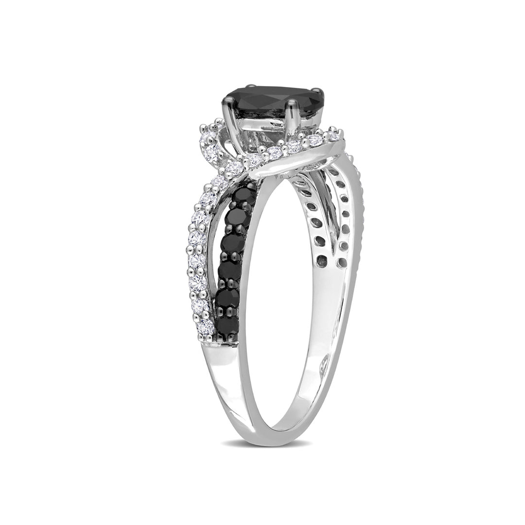 1.00 Carat (ctw) Black Diamond Twist Ring in Sterling Silver with White Sapphires Image 4