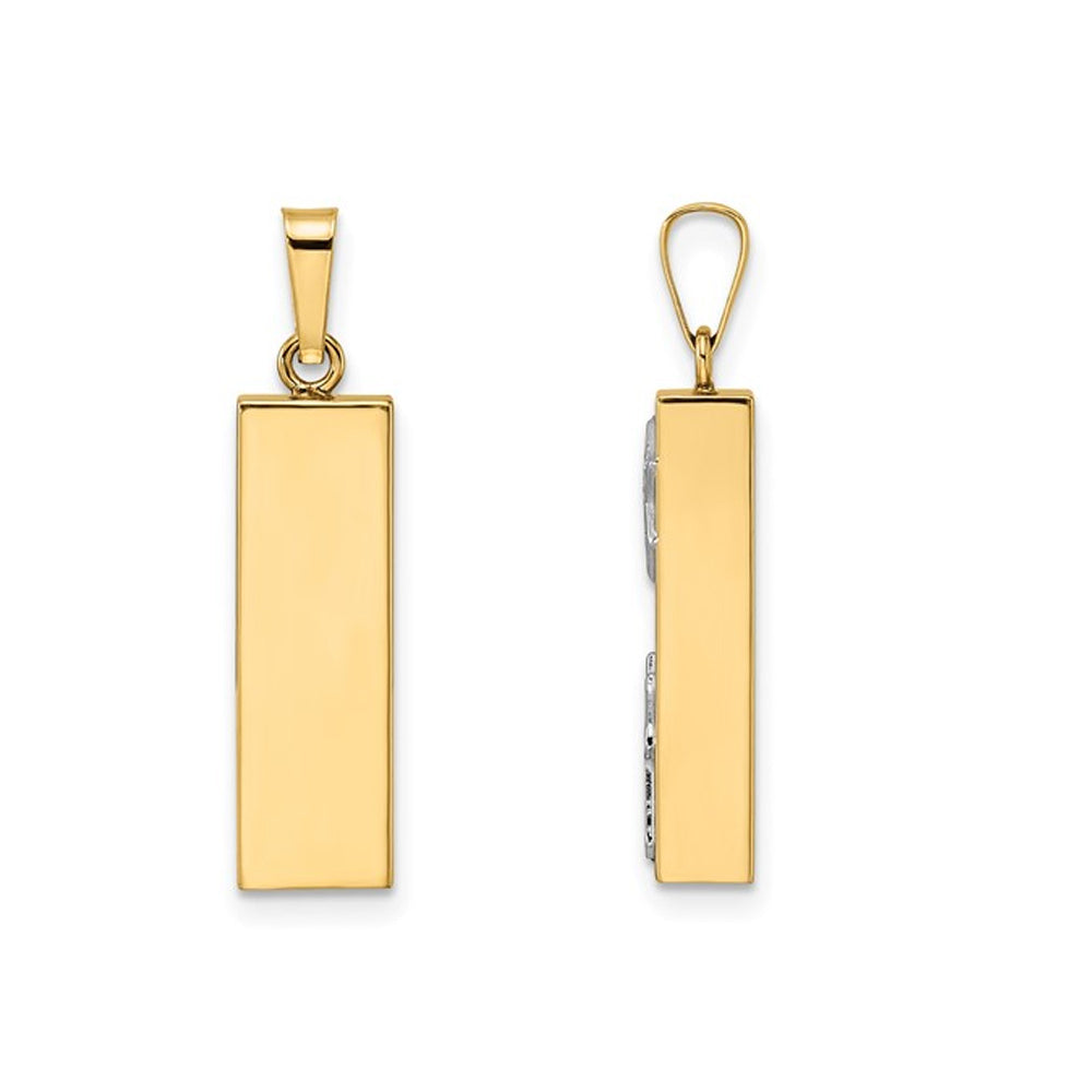 14K Yellow Gold Mezuzah with CHAI and Star of David Pendant with Chain Image 2